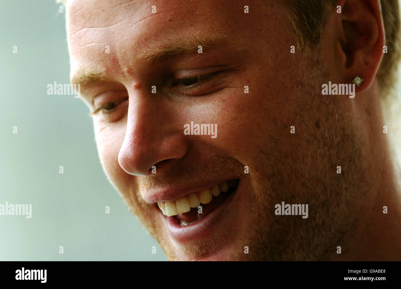 Cricket - Sky Sports Cricket Support Program Photocall - The Conrad Hotel. Sky Sports startet Cricket AM mit den Moderatoren Simon Thomas und Anita Rani und dem England-Allrounder Andrew Flintoff Stockfoto