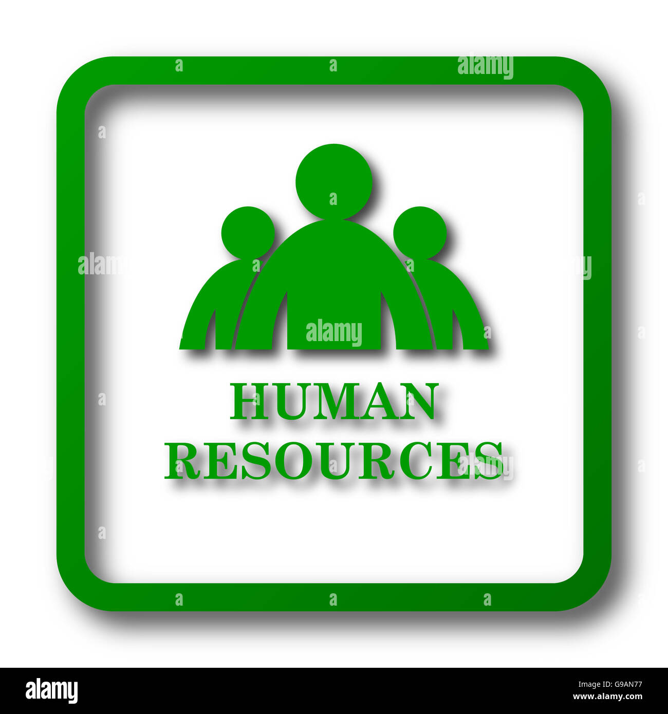 Human Resources-Symbol. Internet-Button auf weißem Hintergrund. Stockfoto