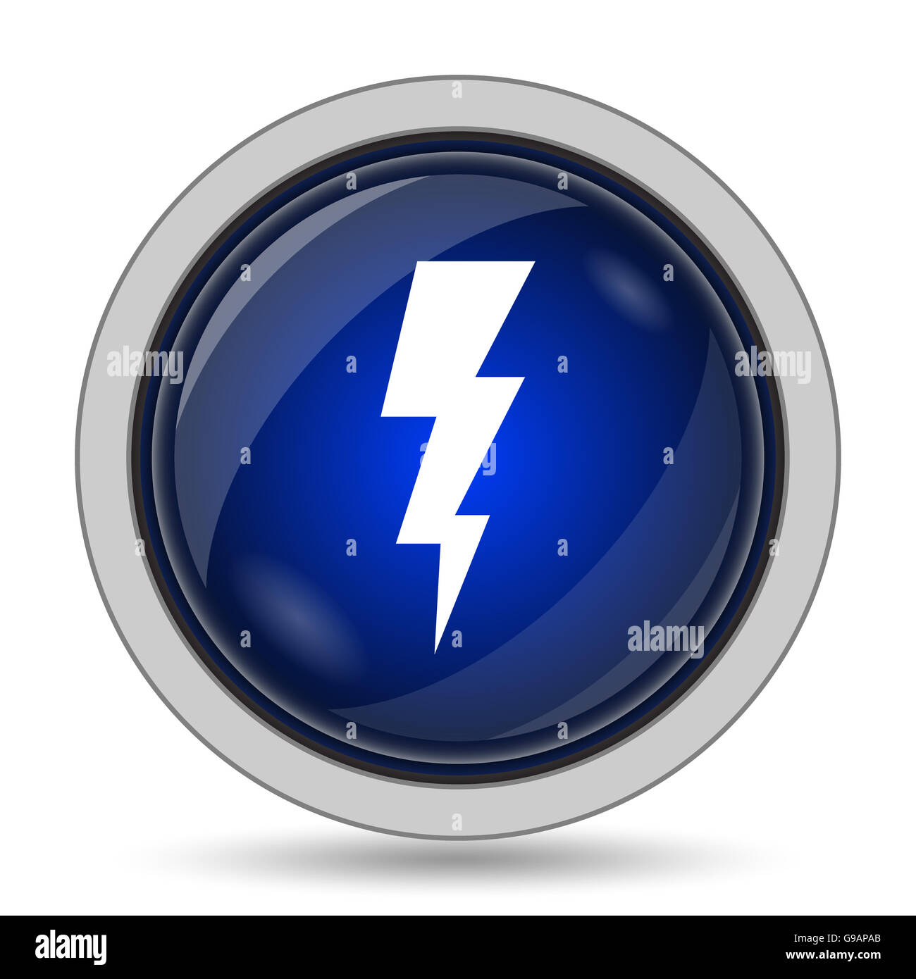 Blitz-Symbol. Internet-Button auf weißem Hintergrund. Stockfoto