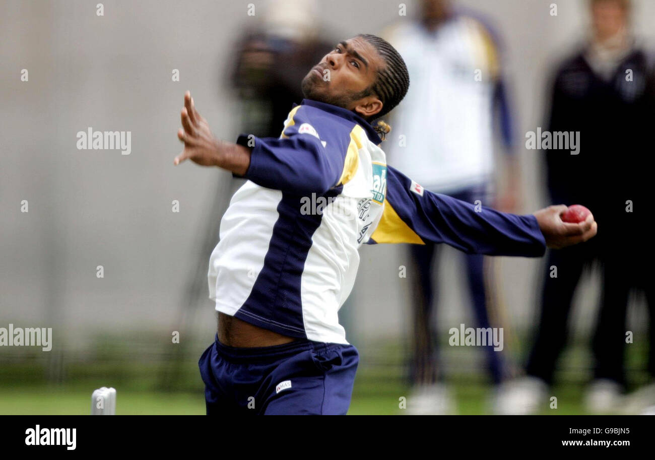 CRICKET Sri Lanka. Sri Lankas Lasith Malinga während einer Trainingseinheit in Edgbaston, Birmingham. Stockfoto
