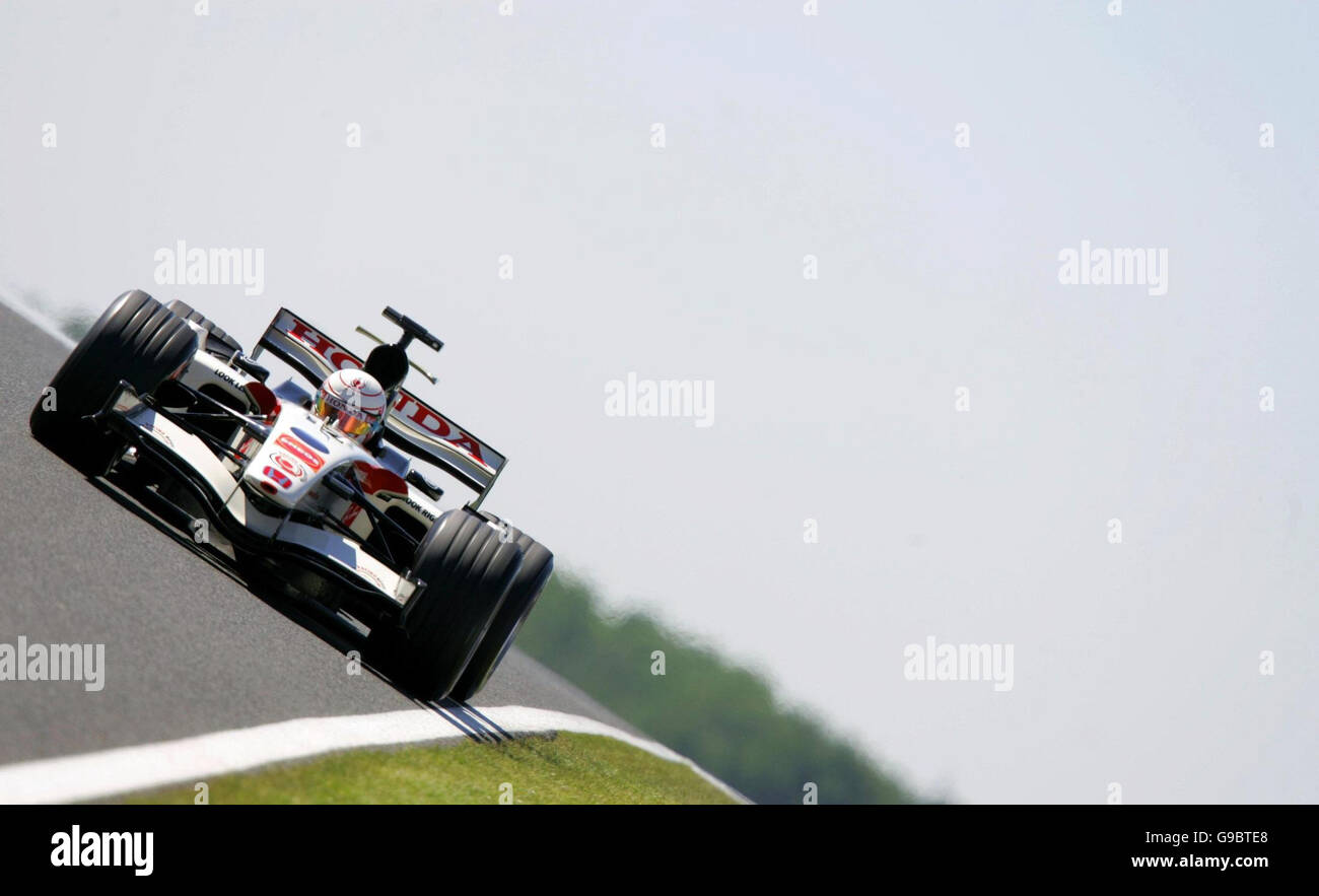 Honda's Jenson-Taste beim dritten Training in Silverstone vor dem morgigen Grand Prix von Großbritannien. Stockfoto