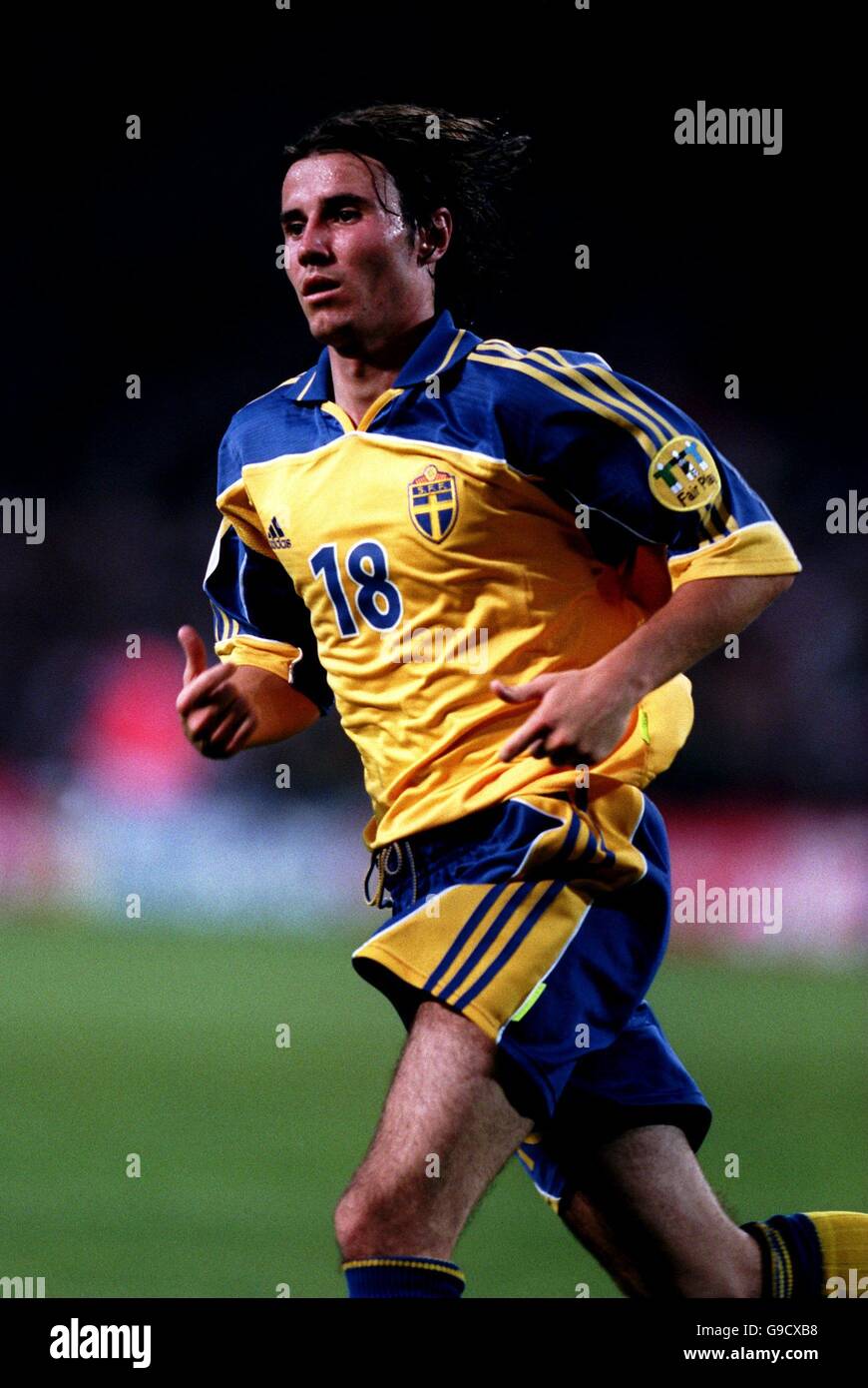 Fußball - Euro 2000 - Gruppe B - Italien gegen Schweden. Yksel Osmanovski, Schweden Stockfoto