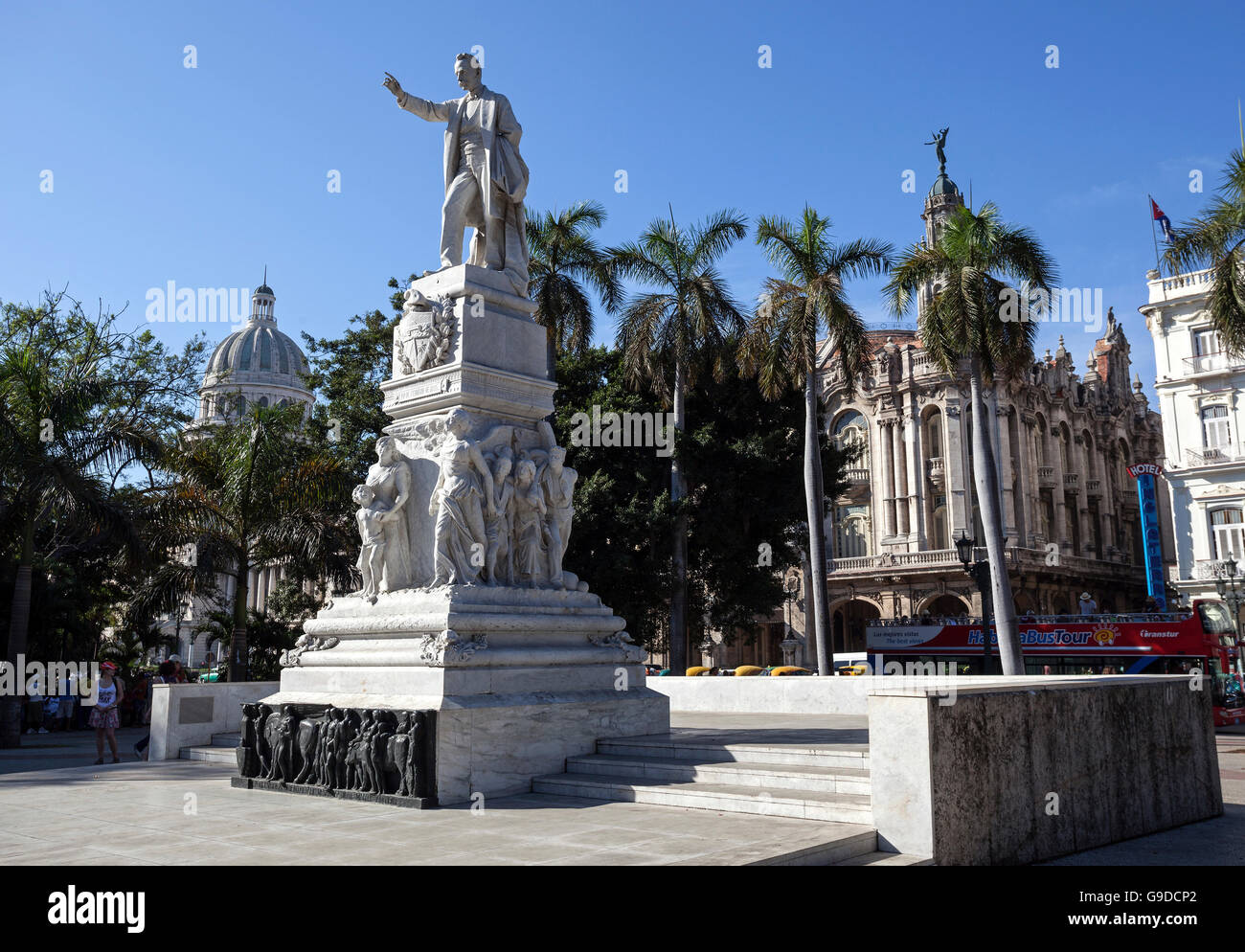 Statue des kubanischen Nationalhelden und Kämpfer für die Unabhängigkeit Jose Martí, Parque Central, Havanna, Kuba Stockfoto