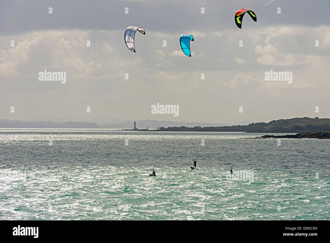 Kitesurfer, Auckland, Nordinsel, Neuseeland Stockfoto