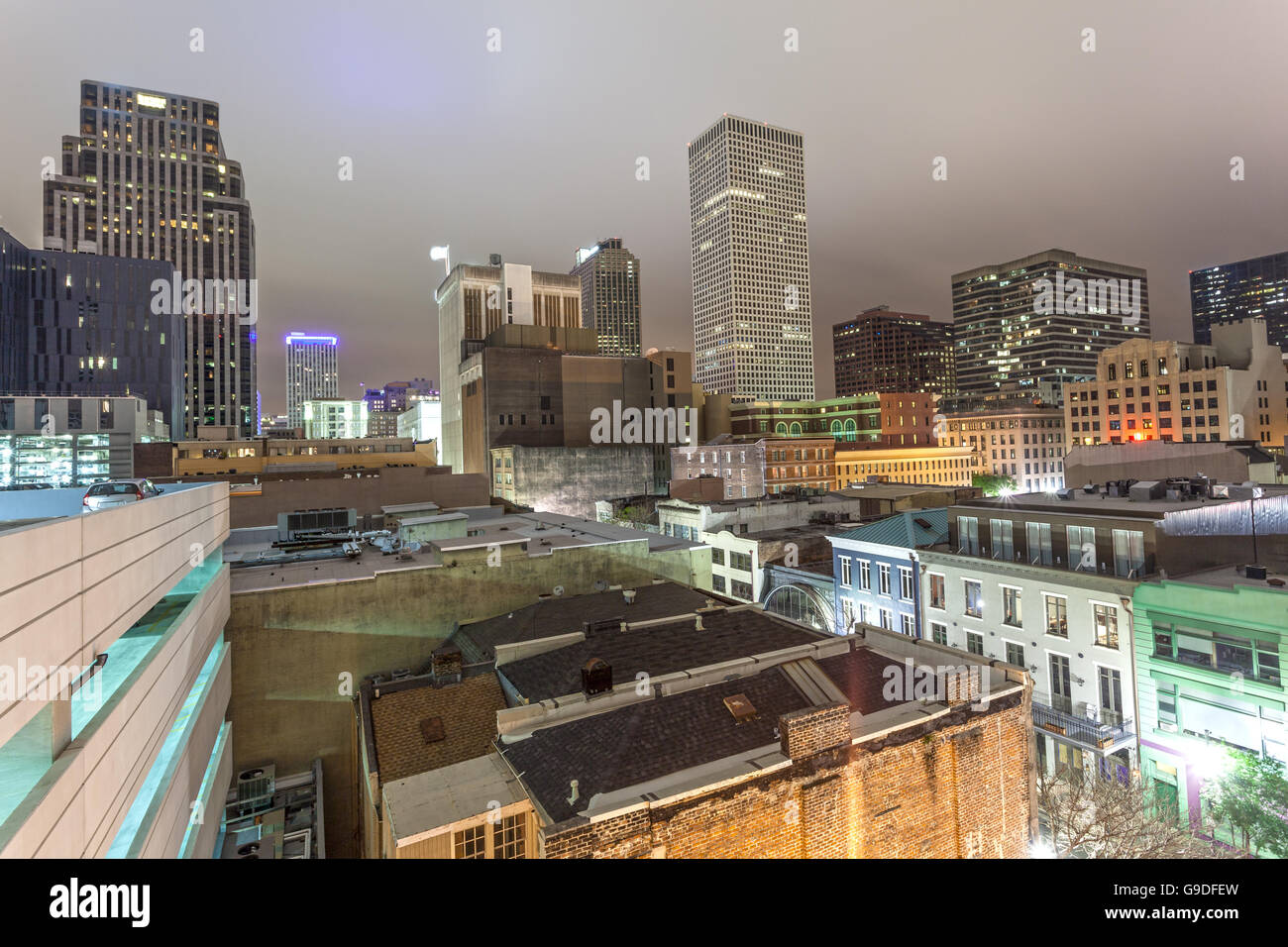 City of New Orleans in der Nacht Stockfoto