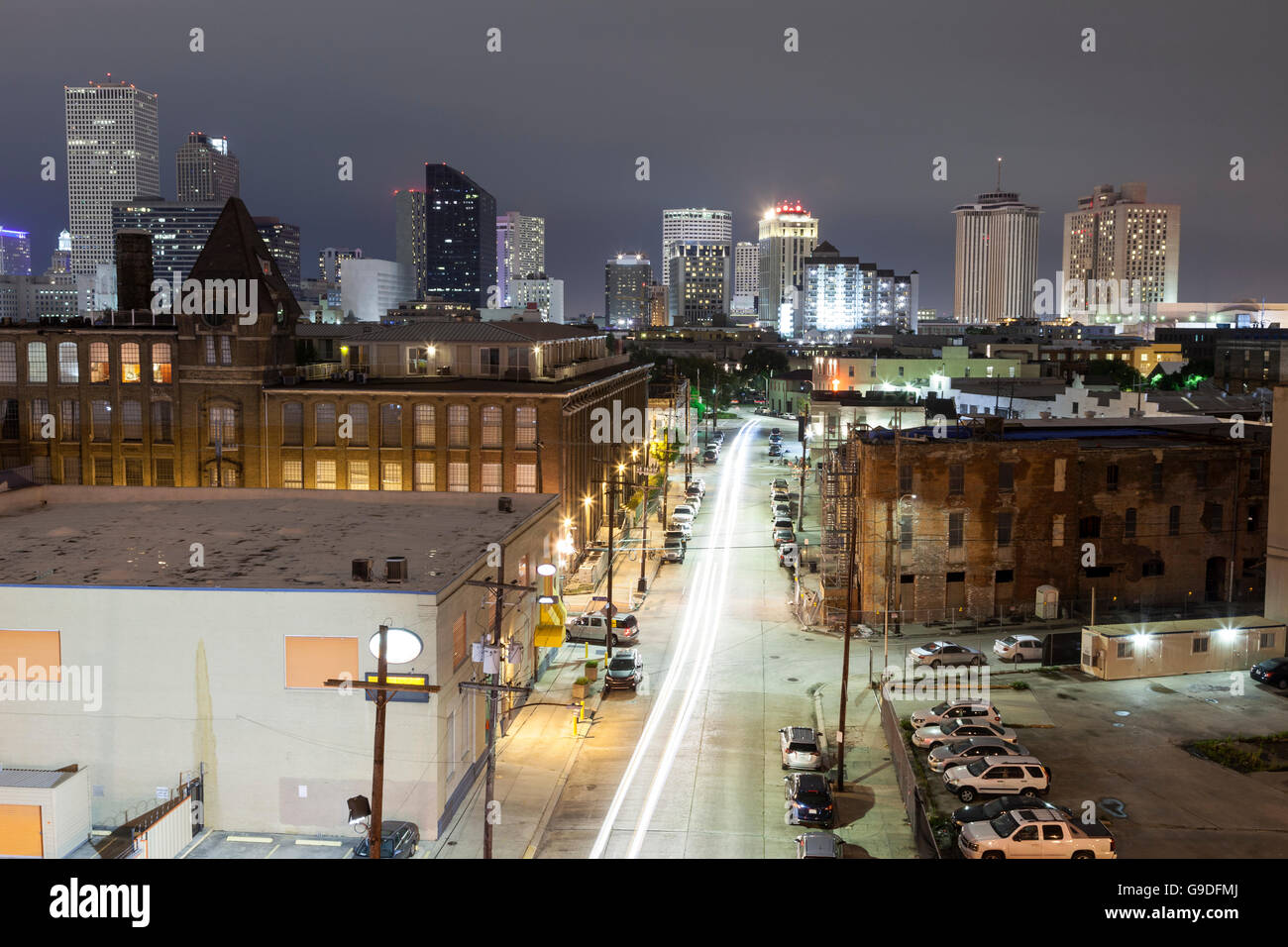 City of New Orleans in der Nacht Stockfoto