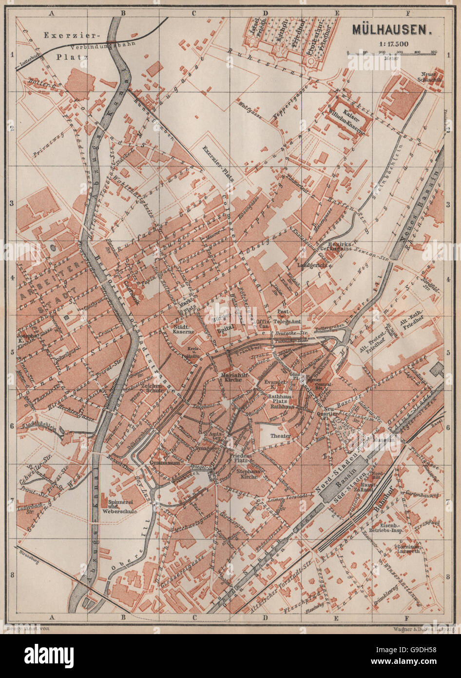 Stadtplan Stadt MULHOUSE M LHAUSEN MILH SA MILH SE Bas Rhin Elsass stadtplan-stadt-mulhouse-m-lhausen-milh-sa-milh-se-bas-rhin-elsass
