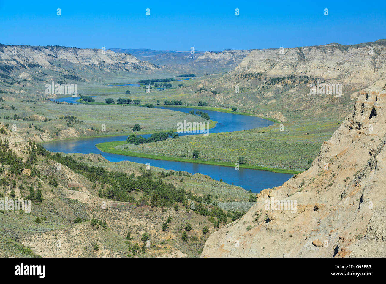 oberen Missouri breaks National Monument stromaufwärts von Mclelland Fähre in der Nähe von Winifred, montana Stockfoto
