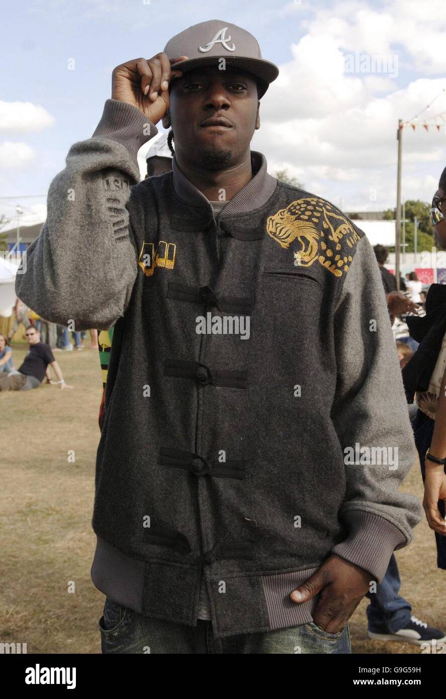 Carling Reading Festival. Rapper Sway beim Carling Reading Festival, Reading. Stockfoto
