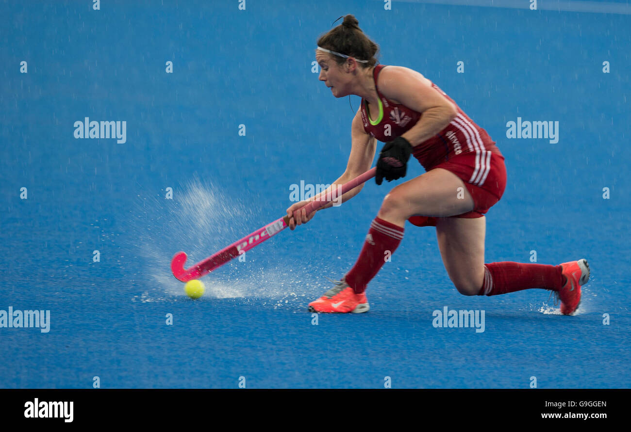 Investec Frauen Hockey Champions Trophy London Juni 2016. Laura Unsworth, GB Stockfoto