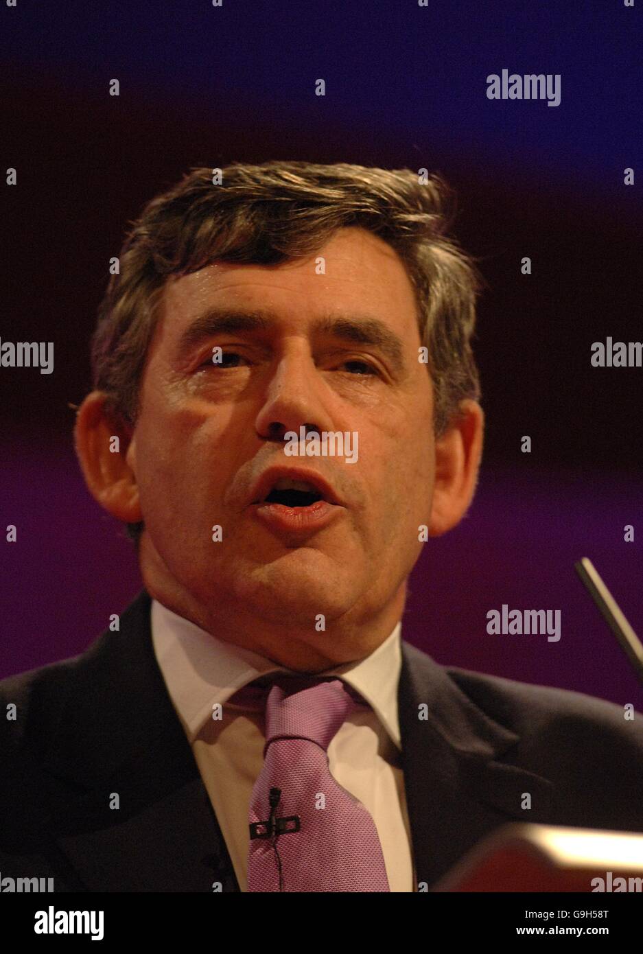 Schatzkanzler Gordon Brown spricht auf der Konferenz Stockfoto