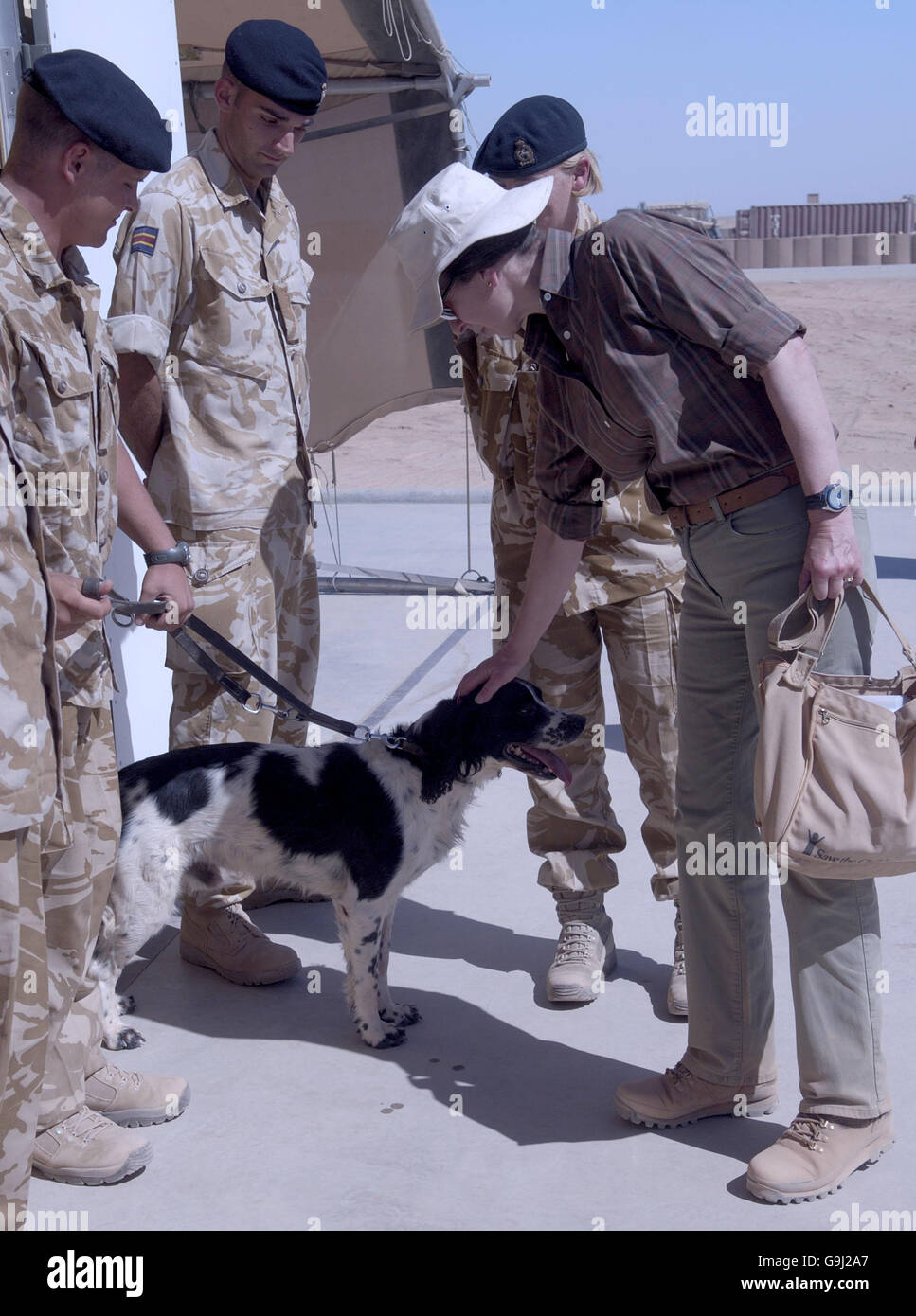 Königliche Königliche Königliche Königliche Prinzessin trifft Mitglieder des Royal Army Veterinary Corps während ihres Besuches im Camp Bastion, während ihres Besuches in Afghanistan. Stockfoto