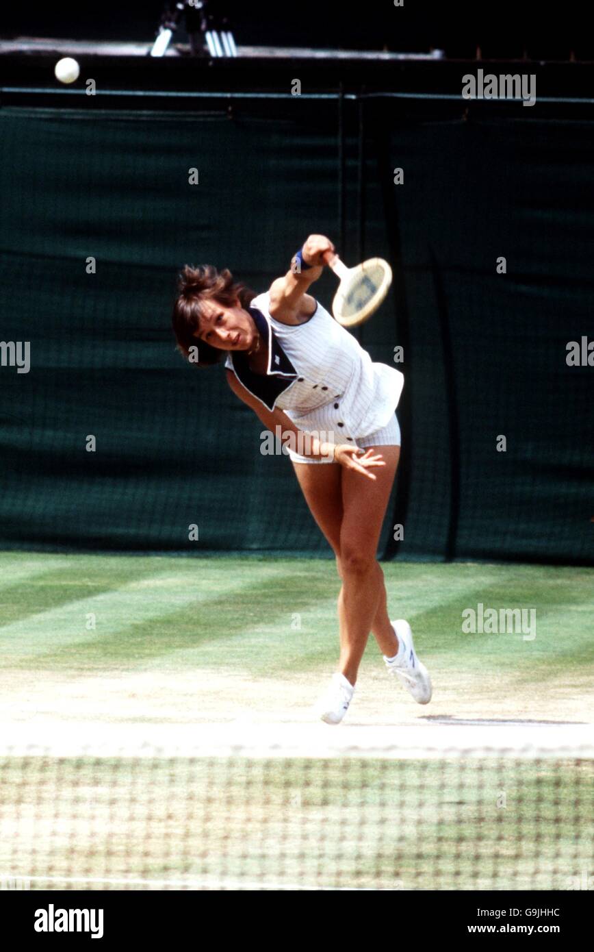 Tennis - Wimbledon - Simple dames - Final - Martina Navratilova v Chris Evert Lloyd Photo Stock