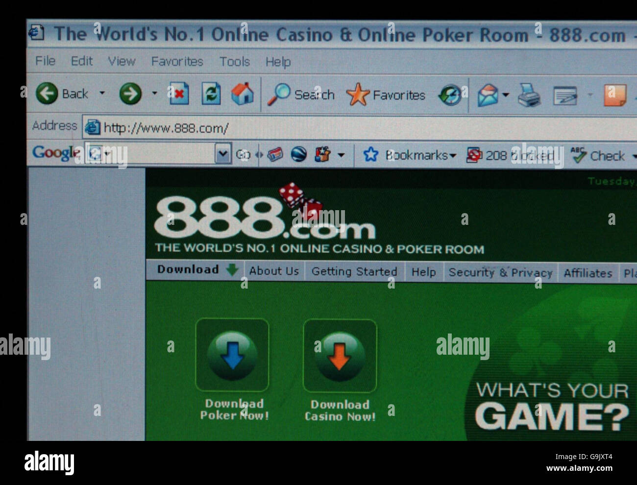 Die Online-Wetten-Website 888.com. Bilddatum: Dienstag, 31. Oktober 2006. Beamte aus mehr als 30 Ländern diskutierten am Dienstag über Möglichkeiten, die globale Internet-Gaming-Industrie zu regulieren, nur wenige Wochen nachdem die Vereinigten Staaten Online-Glücksspiel effektiv verboten hatten. Die britische Kulturministerin Tessa Jowell, die Gastgeber des Treffens war, sagte, dass es auf einer Sitzung eine breite Übereinstimmung gebe, um die Regulierung der Branche zu verbessern, angesichts der Befürchtungen, dass sie Kinder ausbeuten und kriminelle Aktivitäten fördern könnte. Siehe PA Story. Stockfoto