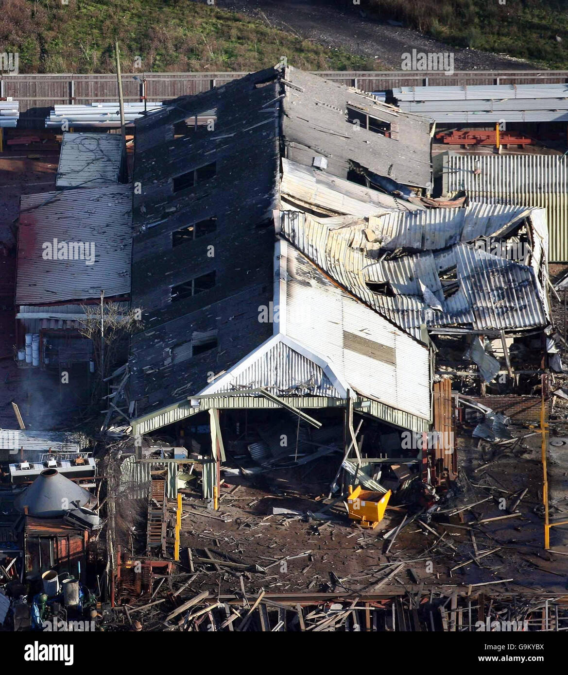 Feuerwerk-Fabrik-Feuer Stockfoto