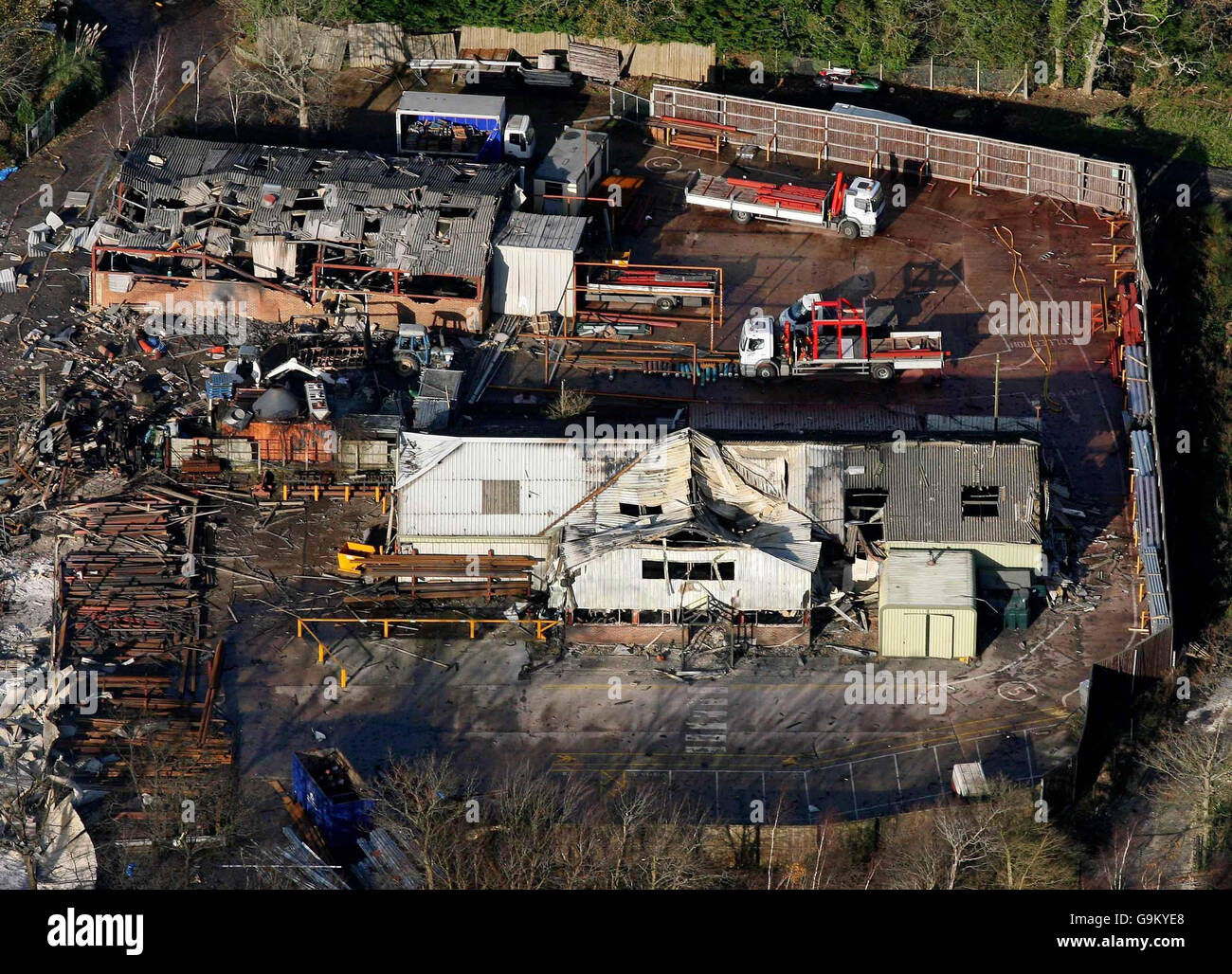 Feuerwerk-Fabrik-Feuer Stockfoto