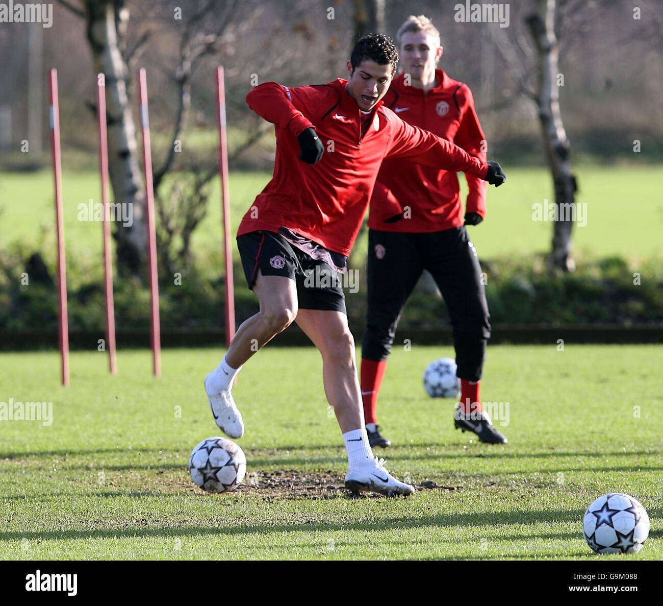 Fußball - Manchester United Trainingseinheit - Carrington Stockfoto