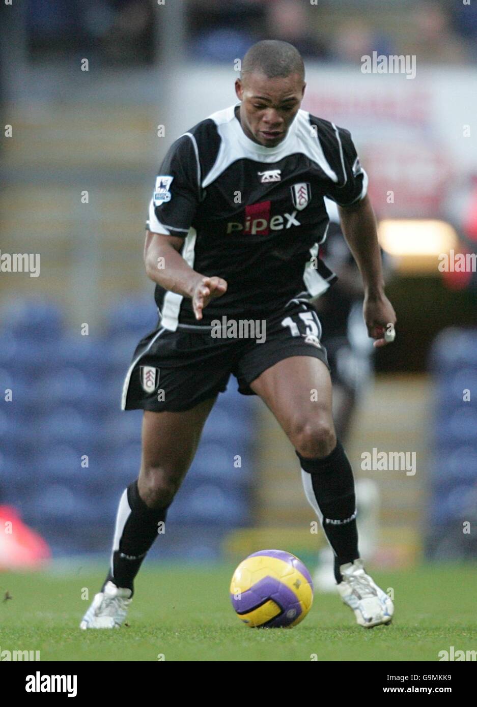 Fußball - FA Barclays Premiership - Blackburn Rovers gegen Fulham - Ewood Park. Collins John, Fulham Stockfoto