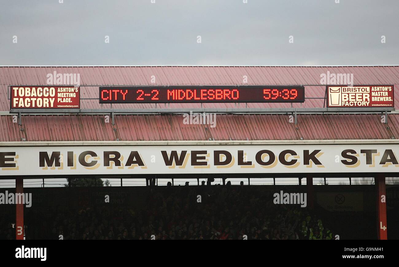Fußball - FA Cup - vierte Runde - Bristol City / Middlesbrough - Ashton Gate. Eine allgemeine Ansicht des Anzeigers als Bristol-Ausgleich Stockfoto