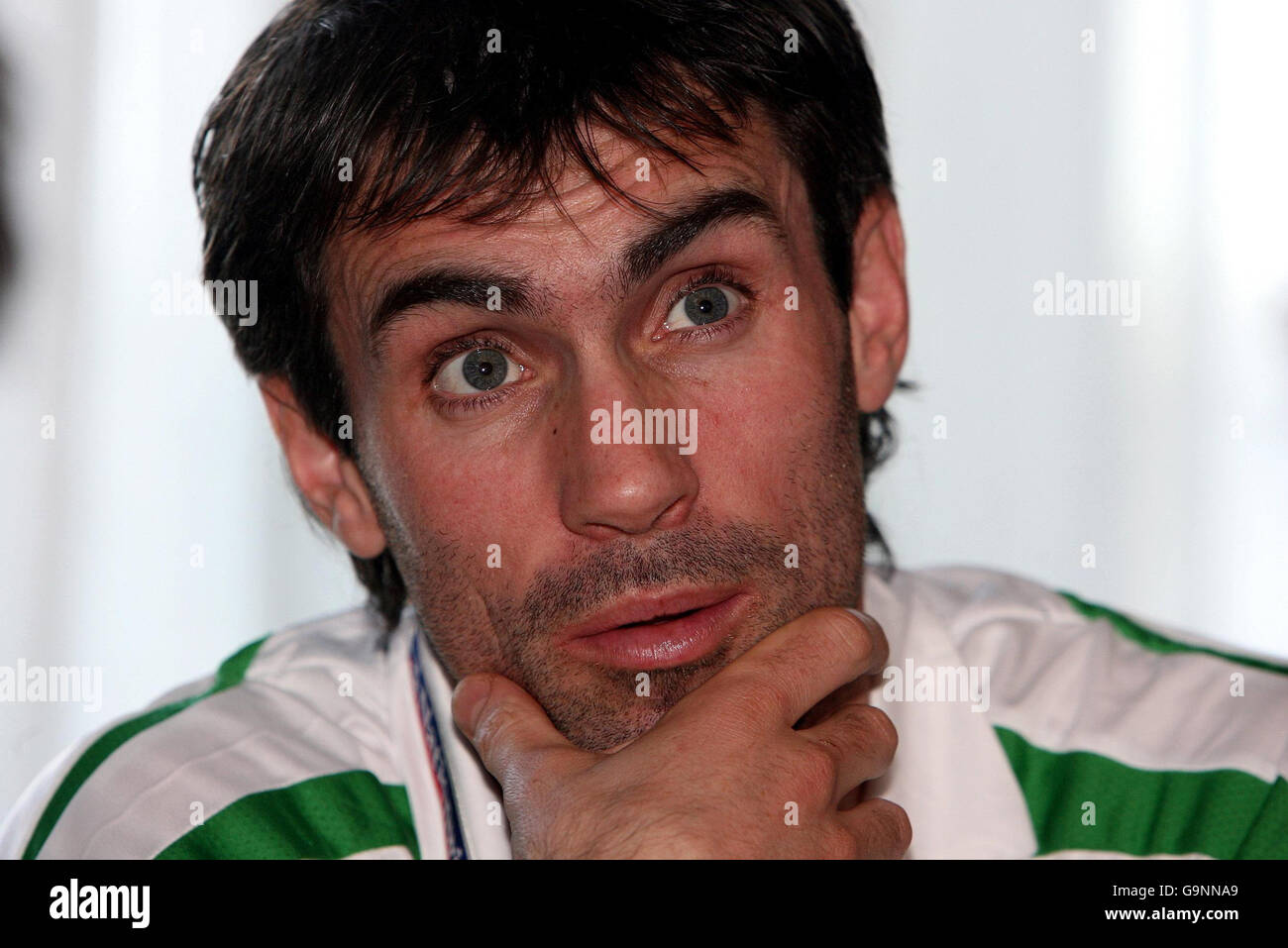 Der nordirische Keith Gillespie während einer Pressekonferenz im Hilton Templepatrick Hotel, Belfast. Stockfoto