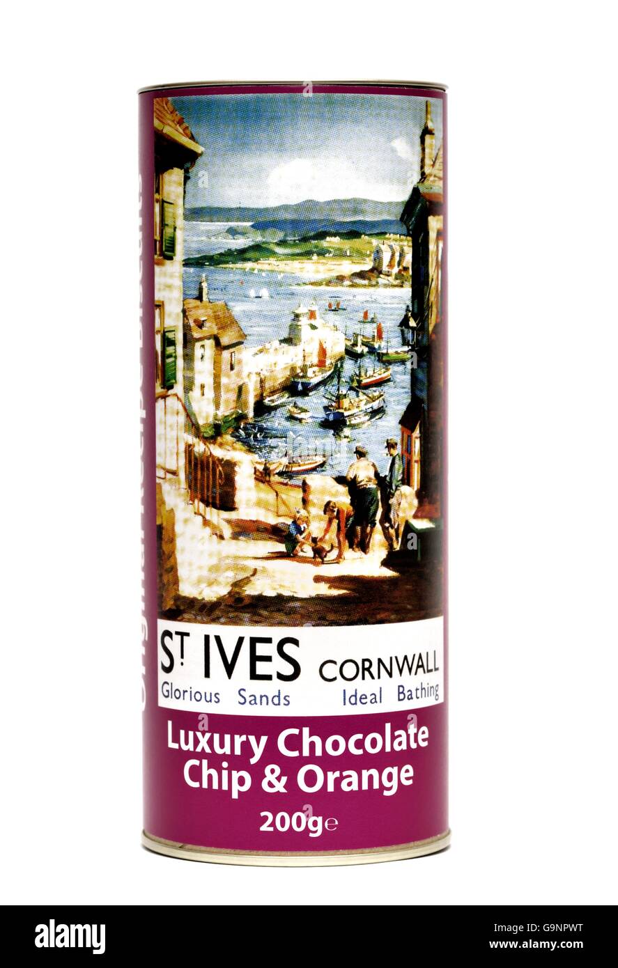Ein Weihnachtsgeschenk Souvenir von St Ives Cornwall England UK. Luxus chocolate Chip und Orange Kekse Stockfoto