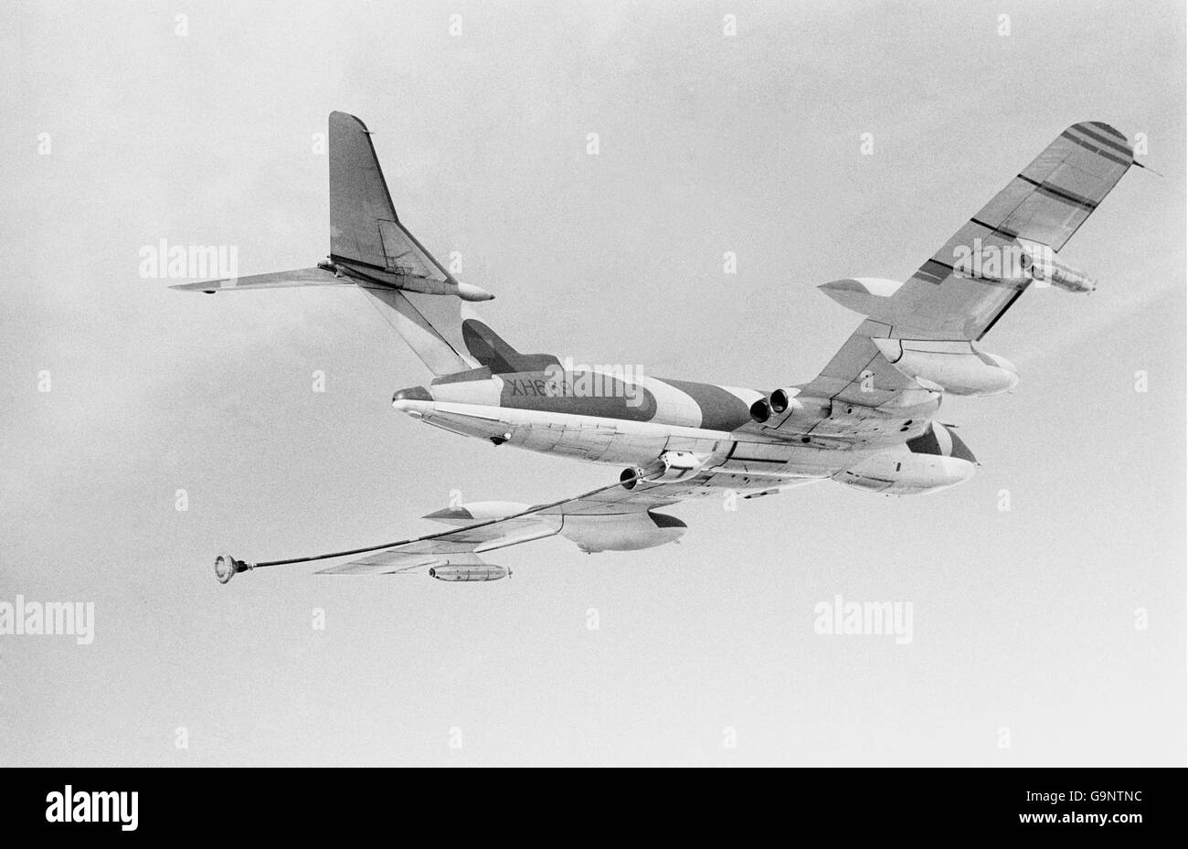 Das Tankerflugzeug Victor, das für die Mittellufttankung des Drop-Aircraft „RAF Supply“, der Hercules C130, verwendet wurde. Stockfoto