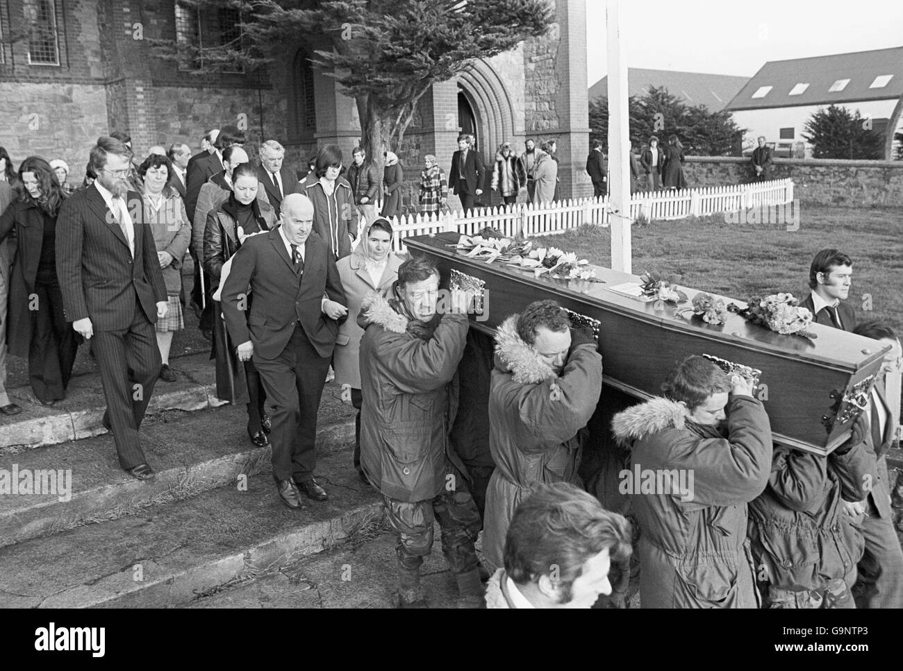 Einige der Falklandinseln trauern um die drei Frauen, die bei den Kämpfen im Falklandkonflikt getötet wurden. Stockfoto