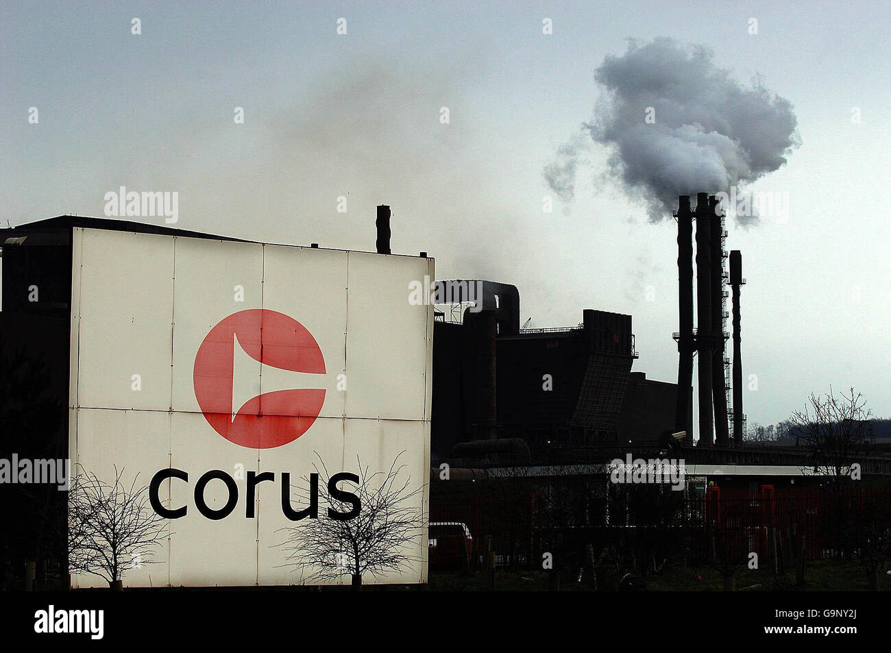 Das Corus Steelworks in Scunthorpe, am Tag der Übernahmekommission bekannt gegeben, dass das indische Unternehmen Tata Steel die Auktion für das Unternehmen gewonnen hat. Stockfoto
