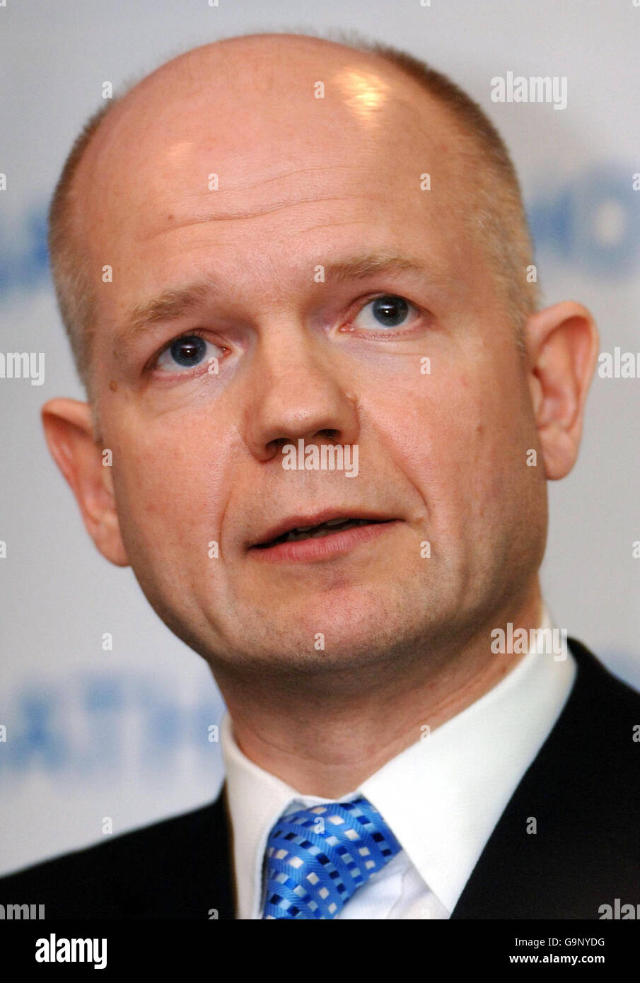 Schattenaußenminister William Hague spricht im Chatham House in der Londoner Innenstadt über die "Außenpolitik der nächsten konservativen Regierung". Stockfoto