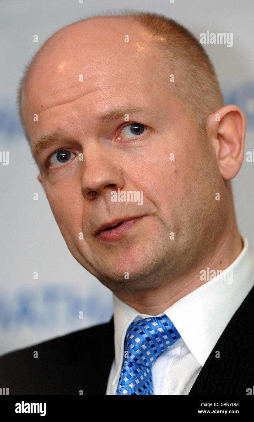 Schattenaußenminister William Hague spricht im Chatham House in der Londoner Innenstadt über die "Außenpolitik der nächsten konservativen Regierung". Stockfoto