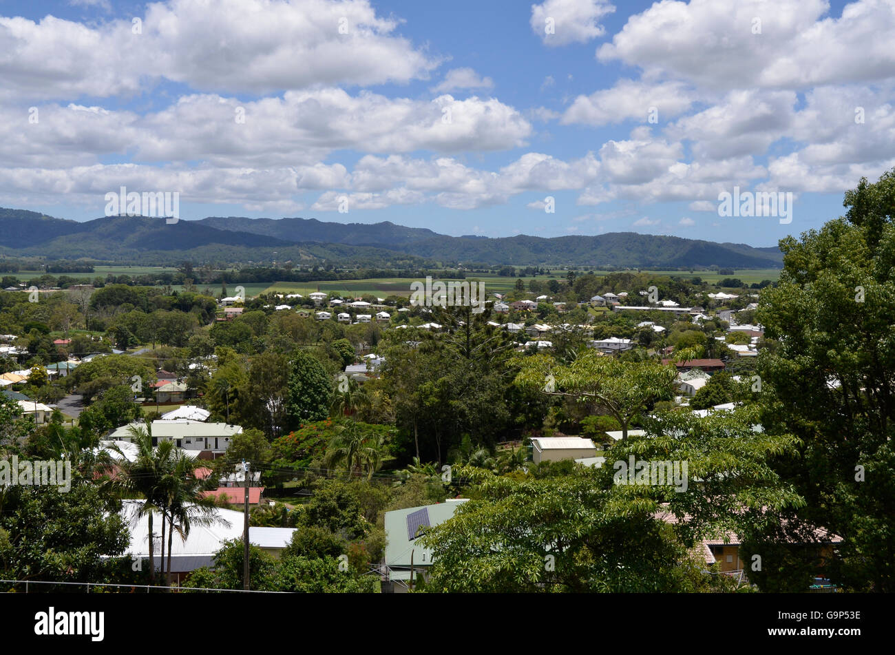 Blick über den nördlichen Flüsse Stadt Murwillumbah in new South Wales wales Australien zeigt die Geschäfte und Büros Stockfoto