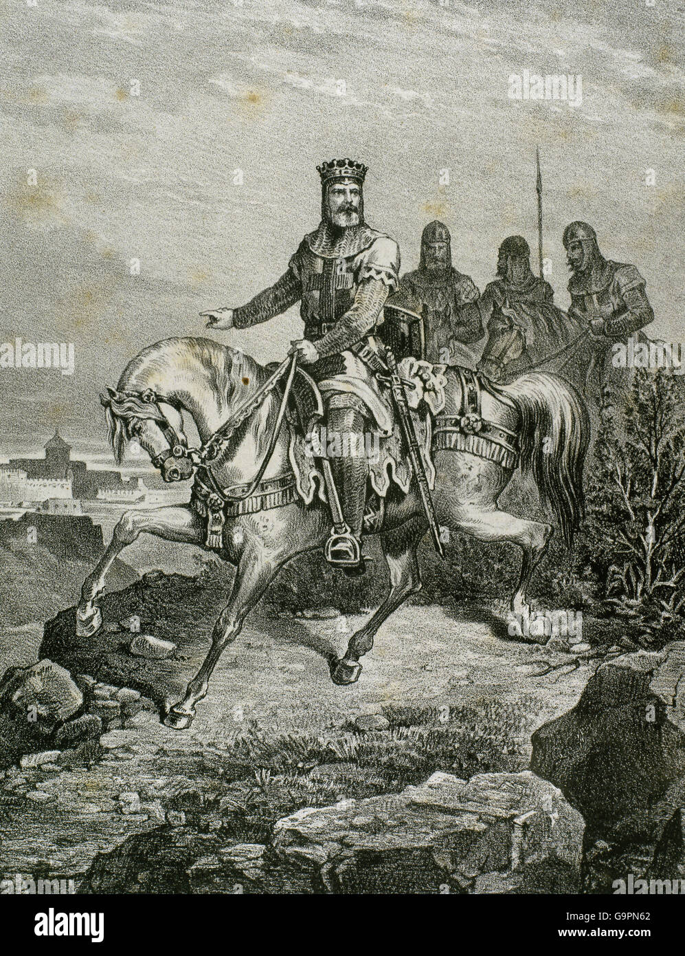 Alfonso VIII (1155-1214). König von Kastilien. Namens el de Las Navas oder die Noble. Gravur in Spanien Illustrated History, 19. Jahrhundert. Stockfoto