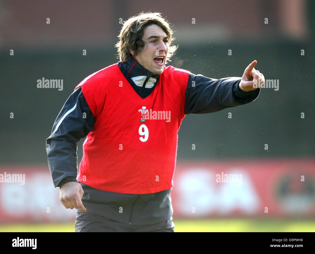 Ryan Jones während einer Trainingseinheit am Welsh Institute of Sport, Sophia Gardens, Cardiff. Stockfoto