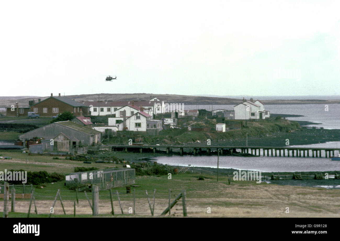 Falklandkrieg - Falklandinseln. Ein Blick auf die Falklandinseln Stockfoto