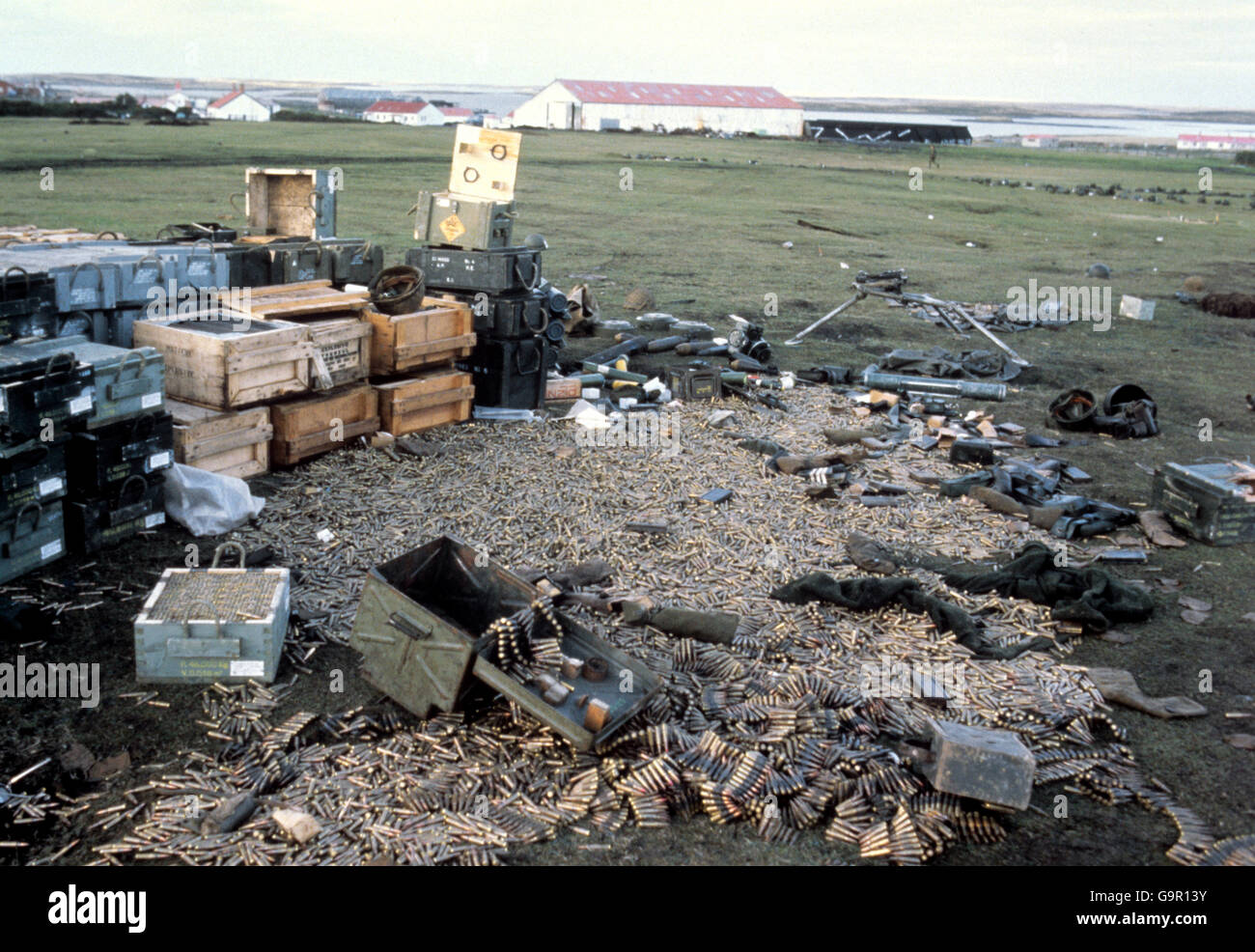 Falkland-Krieg - Munition Stockfoto