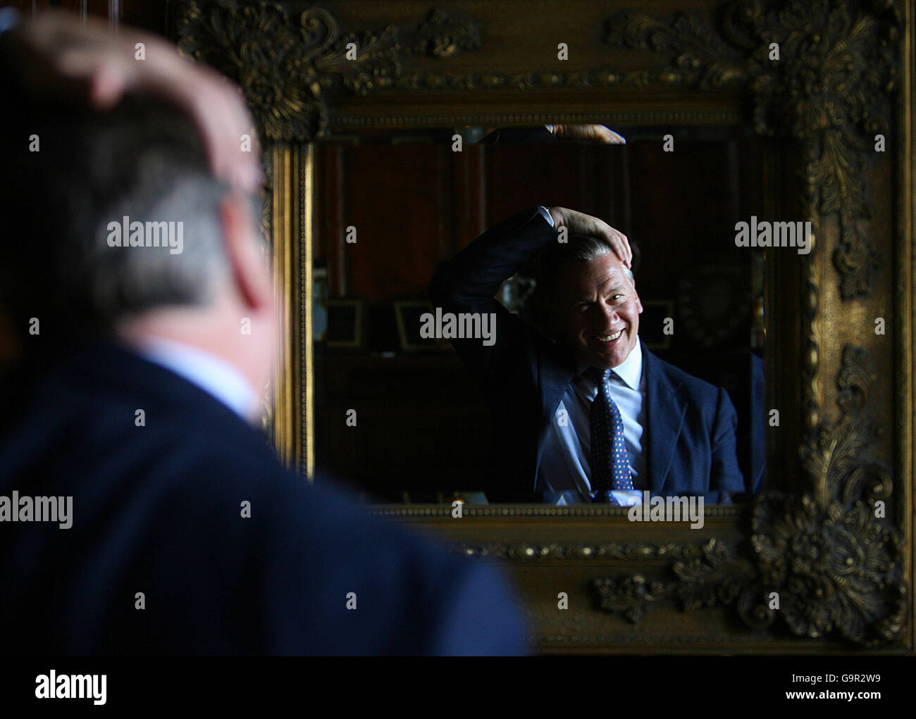 Der ehemalige britische Minister Michael Portillo am Trinity College im Zentrum von Dublin sprach vor der University Philosophical Society. Stockfoto