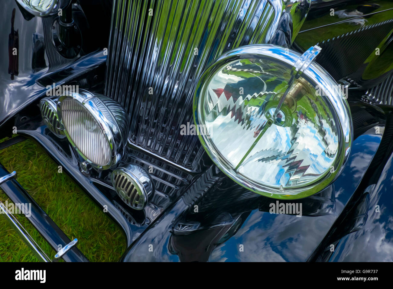 Vorderseite eines Jahrgangs Bentley mit einem subtilen Ölfarbe Effekt Stockfoto