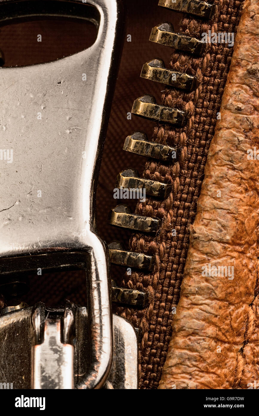 Detail des Reißverschlusses Stockfoto