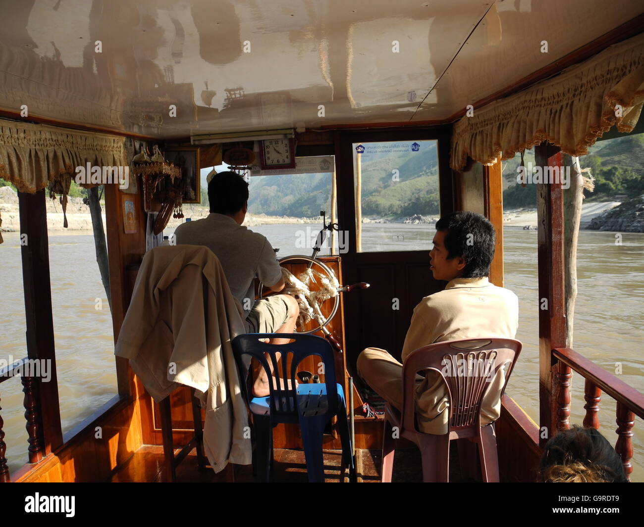 Boot auf dem Mekong Fluss, Huay Xai, Pak Beng, Mekong-Fluss, Laos, Asien / Huay Xai Stockfoto