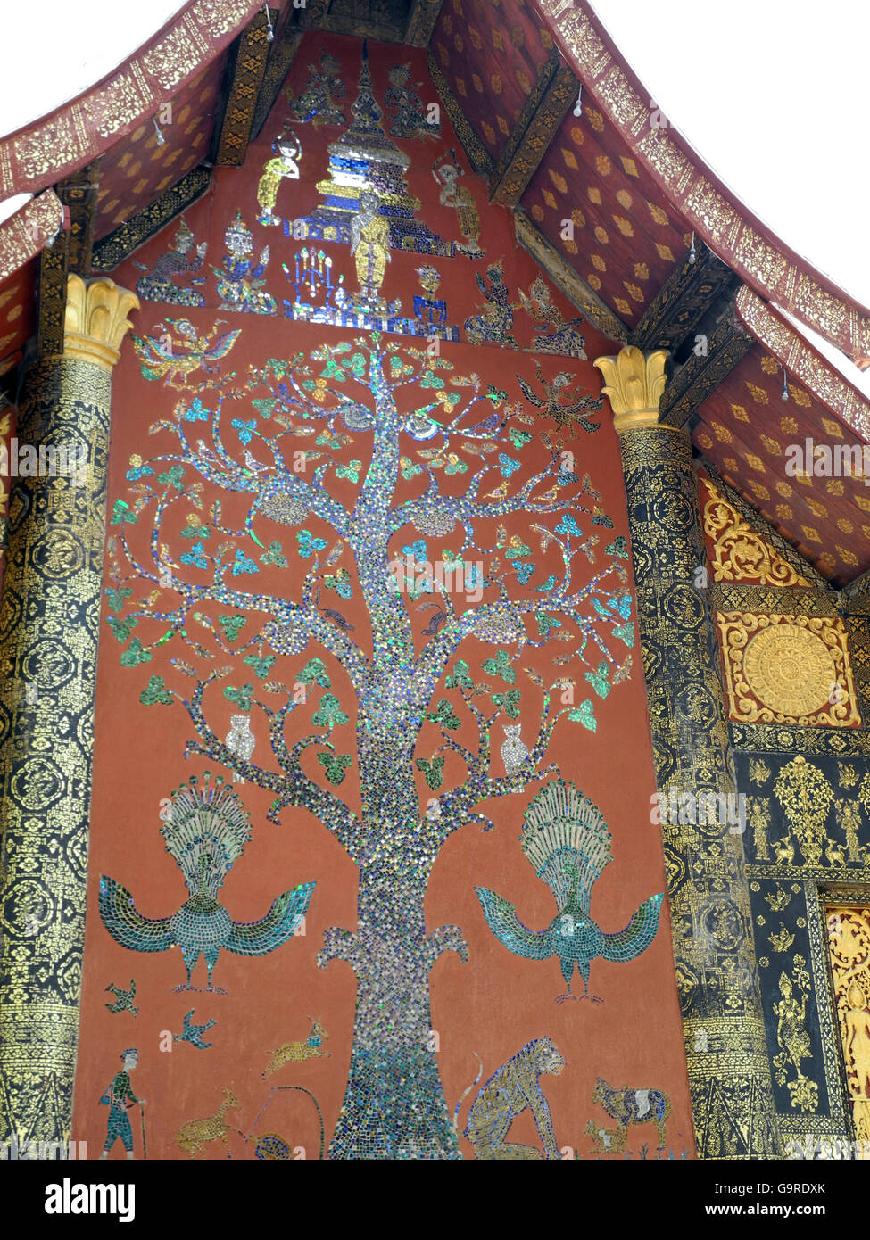 Mosaik, Tempel Wat Xieng Thong, Luang Prabang, Provinz Luang Prabang, Laos, Asien / Luang Prabang Stockfoto