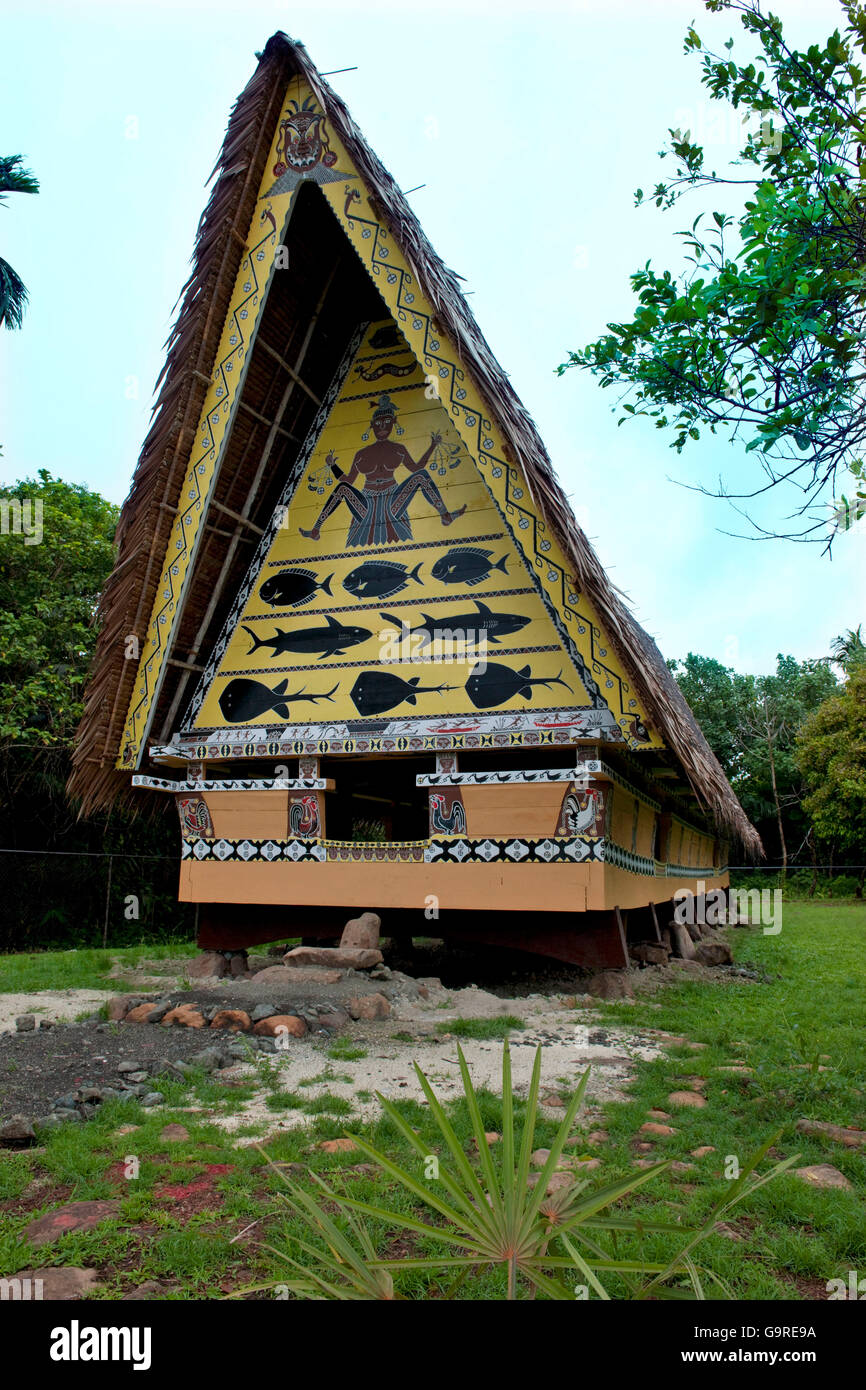 Männerhaus, Treffpunkt für Männer und Headman, Palau, Mikronesien, Bismarck-Archipel Stockfoto