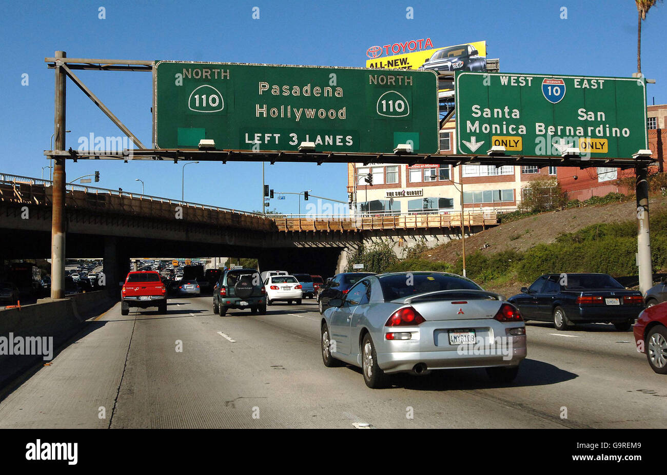 Allgemeine Ansicht, Autobahnstau in Los Angeles, Kalifornien. Stockfoto