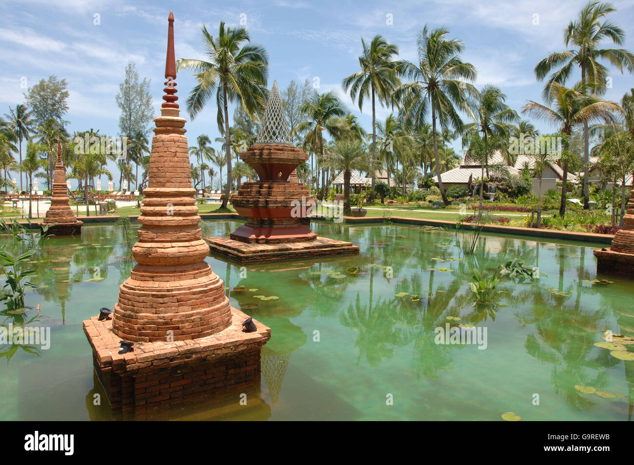 Pagodes Hotelzone, Khao Lak, Thailand Stockfoto
