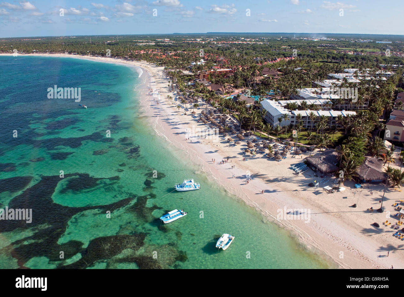 Strand, Strandresort, Riff, Bavaro, Punta Cana, La Provinz Altagracia, Dominikanische Republik Stockfoto