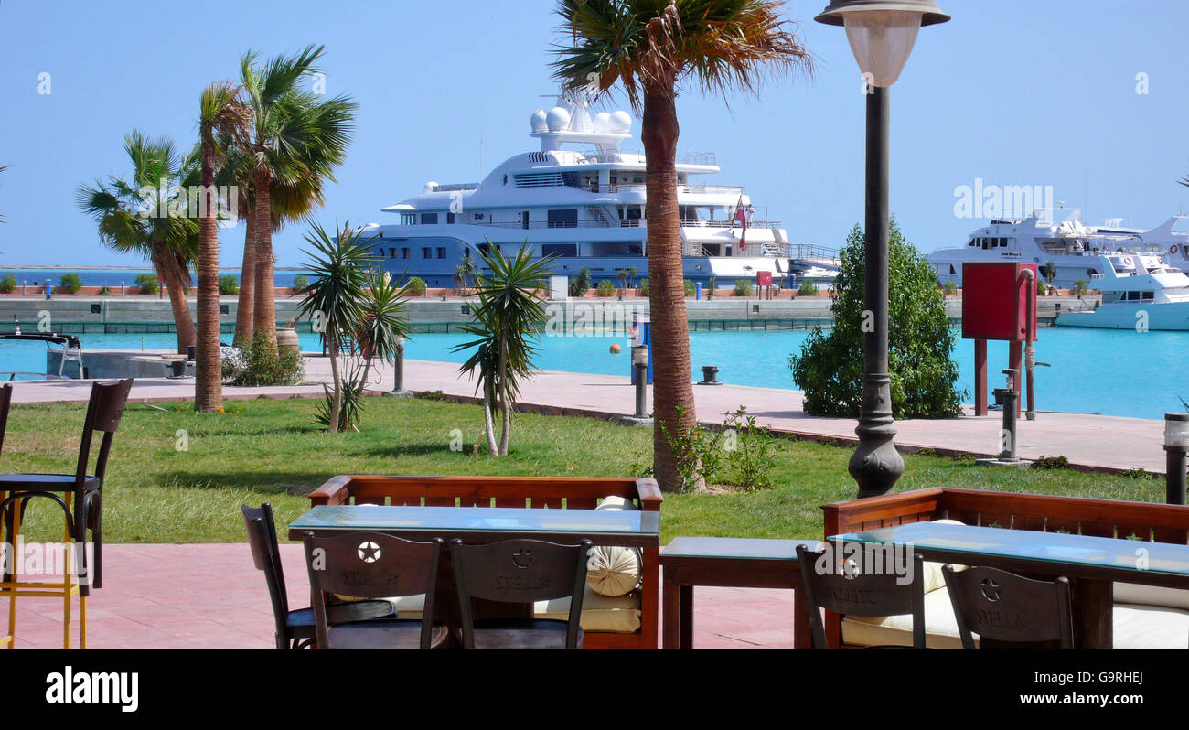Marina, Marina Boulevard, Yachthafen, Hurghada, Ägypten Stockfoto