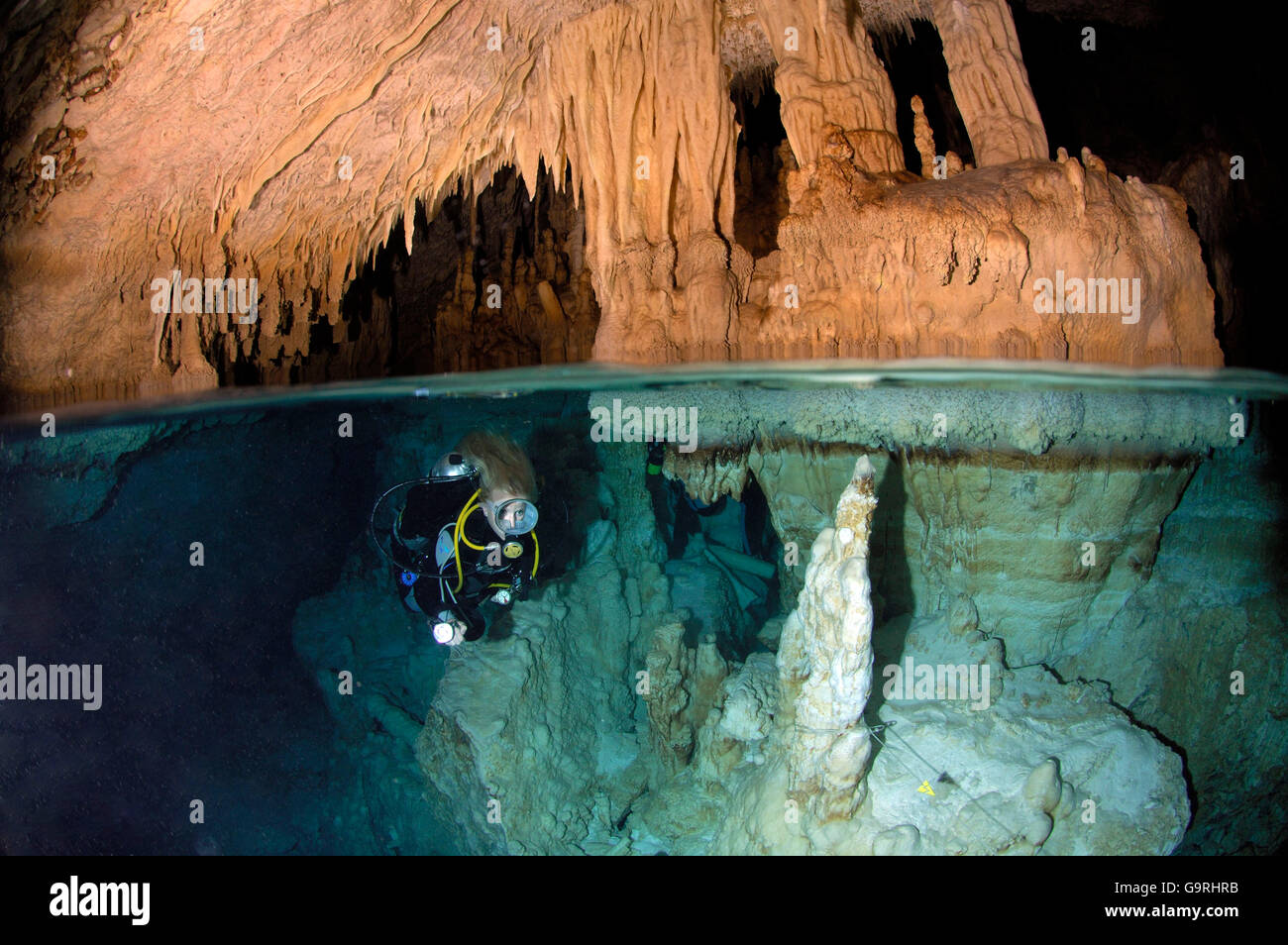 Cave Diver, Dominikanische Republik, Karibik, Amerika Stockfoto