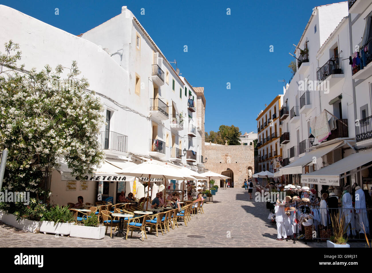 Plaza De La Vila, Dalt Vila, Ibiza, Ibiza, Balearen, Spanien, Europa / Ibiza Stockfoto