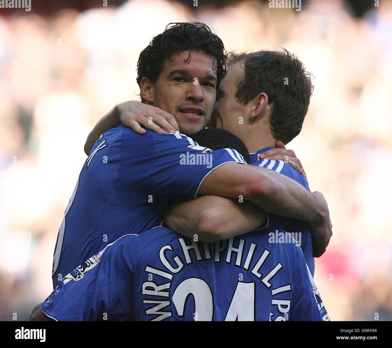 Fußball - FA Barclays Premiership - Chelsea / Sheffield United - Stamford Bridge. Chelsea's Michael Ballack feiert sein Tor. Stockfoto