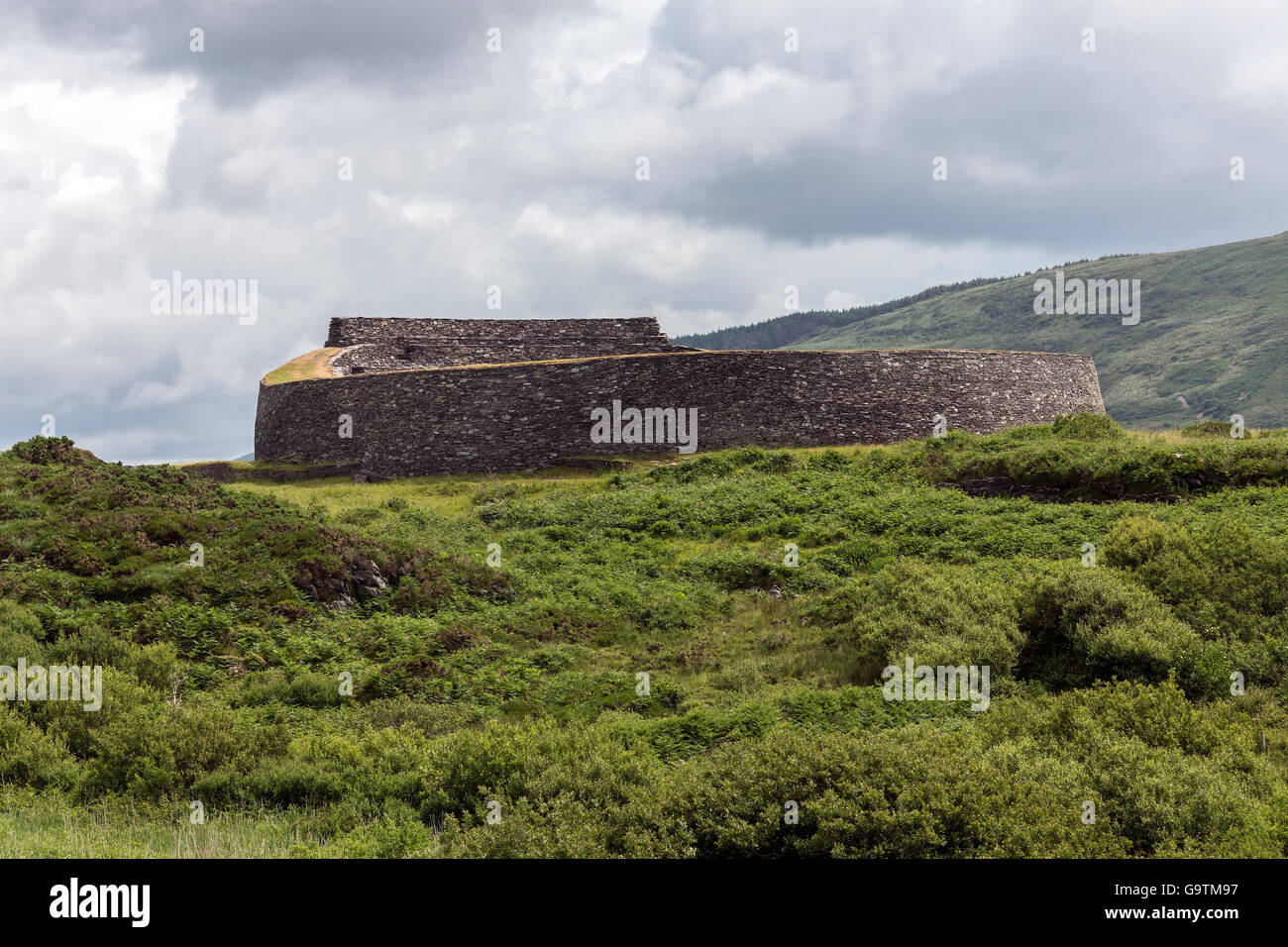 Cahergall Stone Fort in der Nähe von Cahirsiveen im Südwesten Irlands. Stockfoto