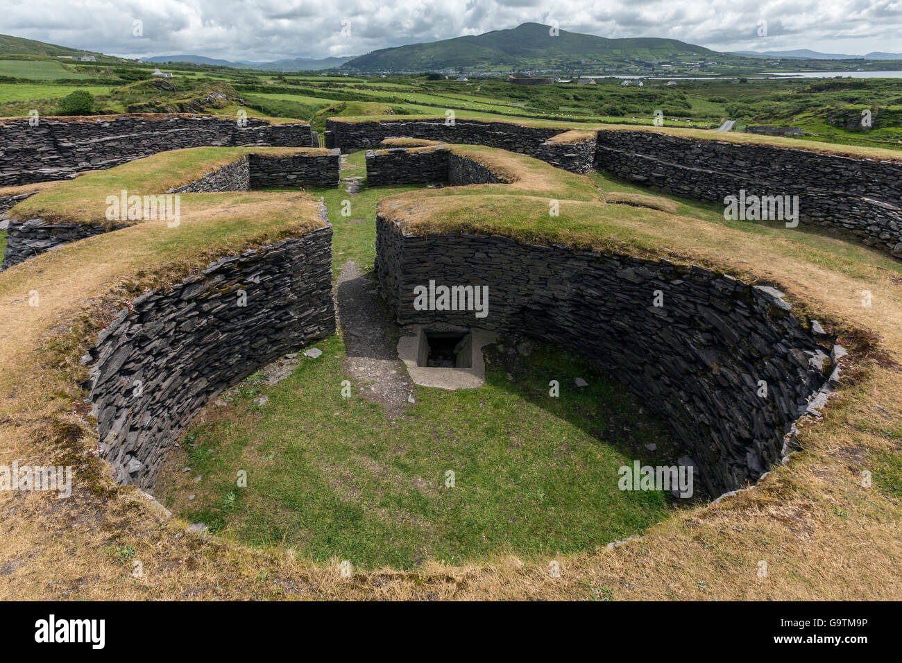 Leacanabuile Stone Fort in der Nähe von Cahirsiveen im Südwesten Irlands. Stockfoto